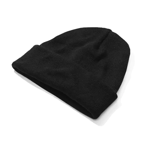 Perspective Wrinkled Black Beanie Mockup